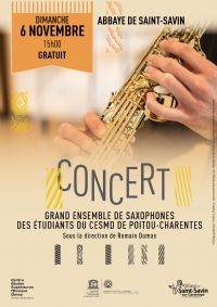 Grand ensemble de saxophones des étudiants du CESMD. Le dimanche 6 novembre 2016 à Saint-Savin. Vienne.  15H00